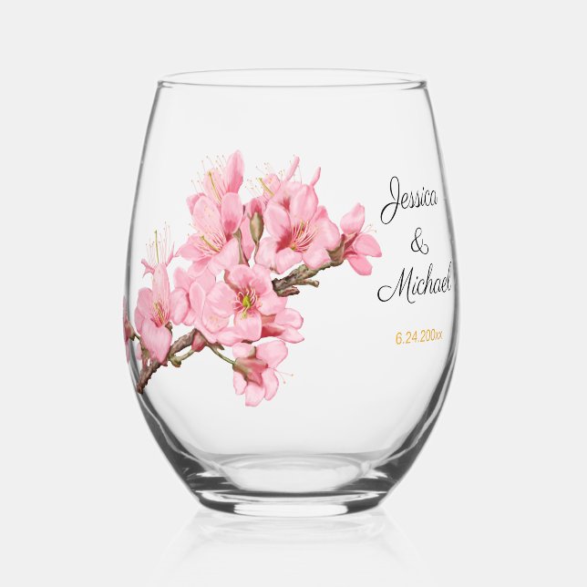 Kirschblüten Trinkbehälter Set Weinglas Ohne Stiel (Vorderseite)
