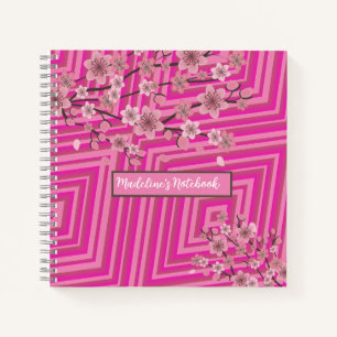 Kirschblüten-Trippy-Verlaufs-Ombre-Gestreift Rosa Notizbuch