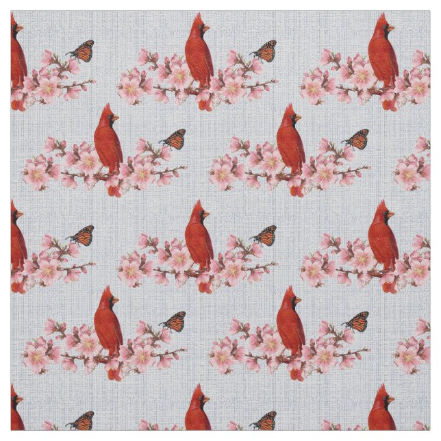 Kirschblüten u. -Kardinal Stoff (Muster)