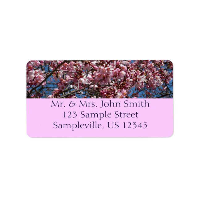 Kirschblüten und Blauer Himmelsblüte Adressaufkleber (Vorne)