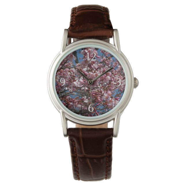 Kirschblüten und Blauer Himmelsblüte Armbanduhr (Vorderseite)