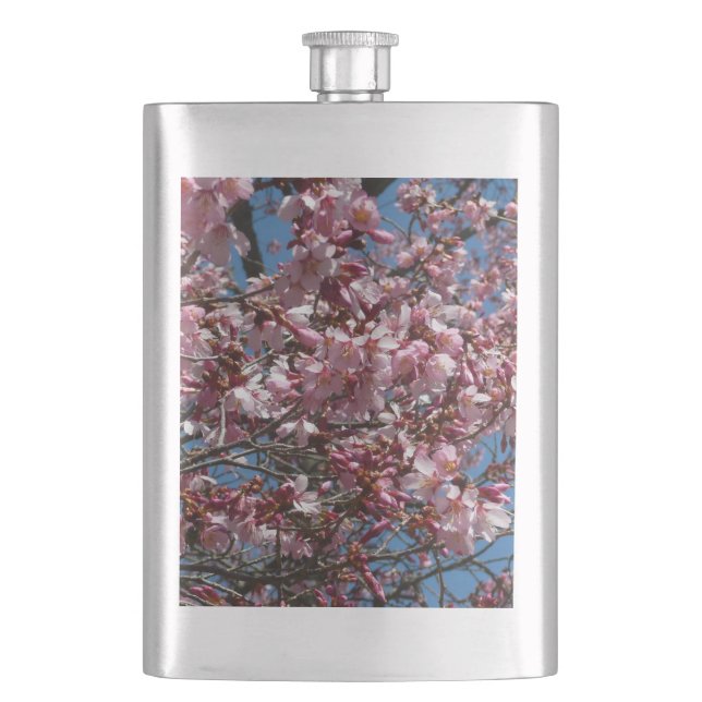 Kirschblüten und Blauer Himmelsblüte Flachmann (Vorderseite)
