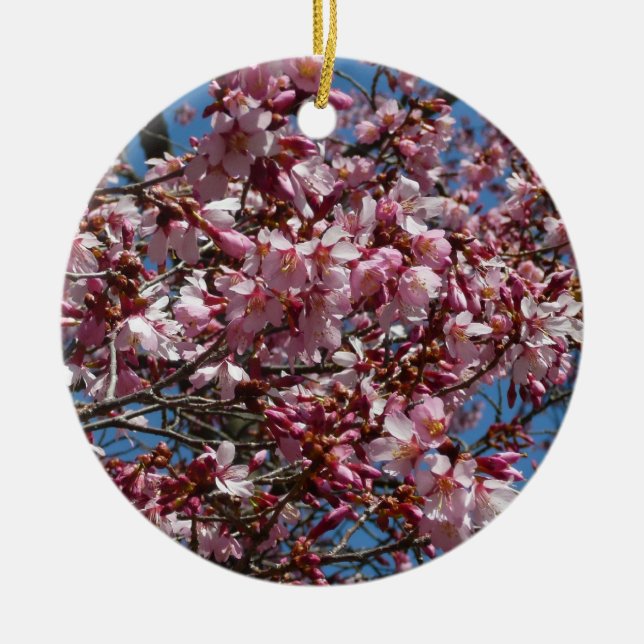 Kirschblüten und Blauer Himmelsblüte Keramikornament (Vorne)