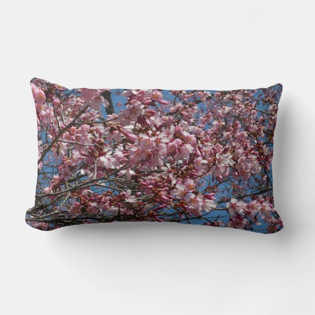 Kirschblüten und Blauer Himmelsblüte Lendenkissen (Vorderseite)