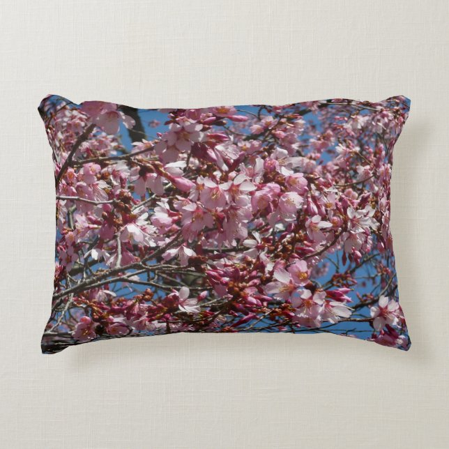 Kirschblüten und Blauer Himmelsblüte Zierkissen (Vorderseite)