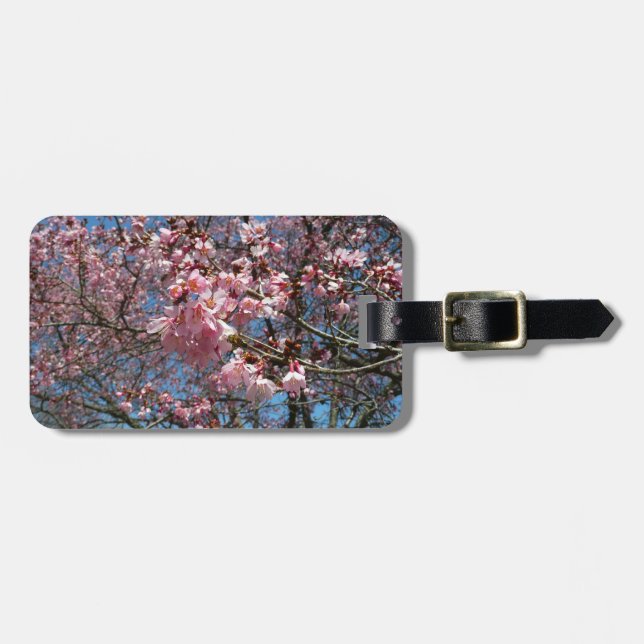 Kirschblüten und Blüten aus Bienenrosa Gepäckanhänger (Vorderseite horizontal)