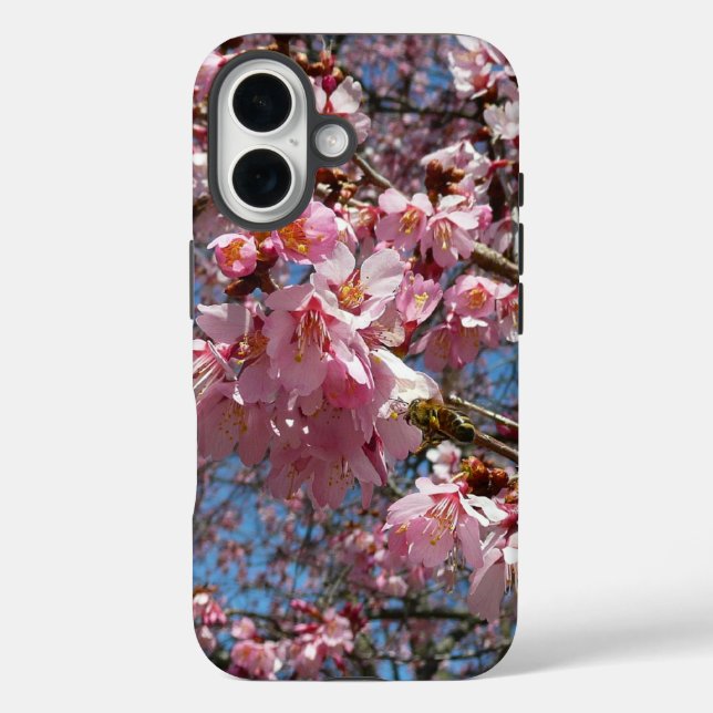 Kirschblüten und Blüten aus Bienenrosa iPhone 16 Hülle (Rückseite)