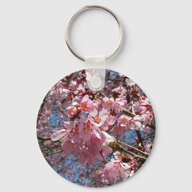 Kirschblüten und Blüten aus Bienenrosa Schlüsselanhänger (Vorderseite)