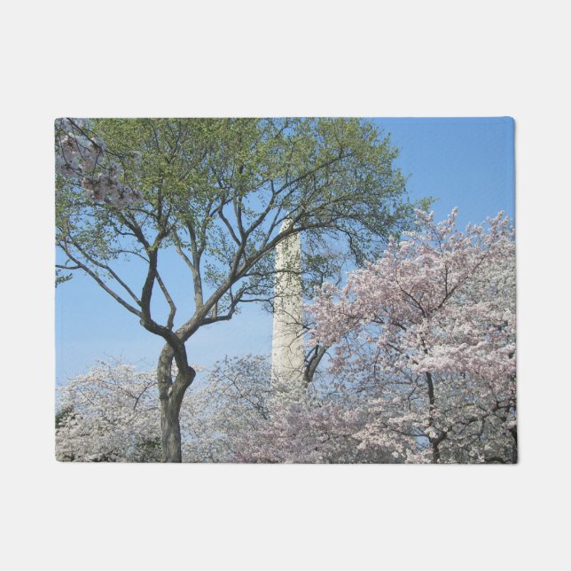 Kirschblüten und das Washington Monument in DC Fußmatte (Vorderseite)
