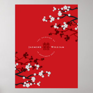 Kirschblüten und doppelte Freude chinesische Hochz Poster