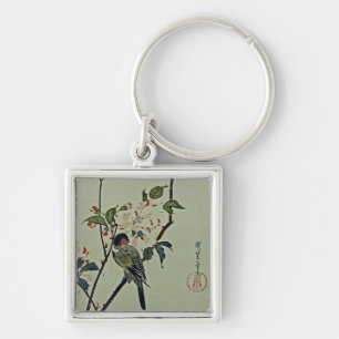 Kirschblüten und kleiner Vogel Schlüsselanhänger