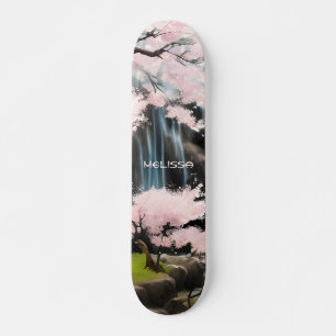 Kirschblüten und Wasserfall   Monogramm Skateboard