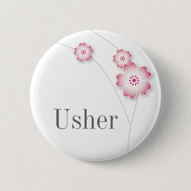 Kirschblüten-Usher-Knopf Button (Vorderseite)