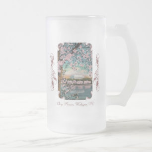 Kirschblüten viktorianischer gefrosteter Bierkrug Mattglas Bierglas