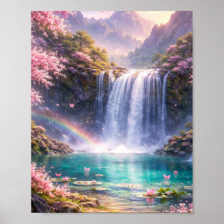 Kirschblüten-Wasserfall-Ästhetikposter Poster