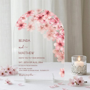 Kirschblüten-Weiß Hochzeit Acryleinladungen