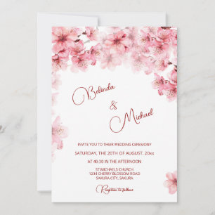 Kirschblüten-Weiß Hochzeit Einladung