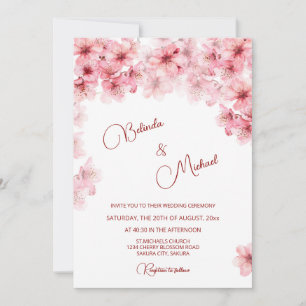Kirschblüten-Weiß Hochzeit Einladung