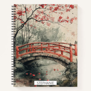 Kirschblütenbrücke Sumi-E-Landschaft (2) Notizbuch