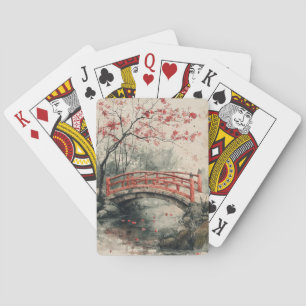 Kirschblütenbrücke Sumi-E-Landschaft (2) Spielkarten