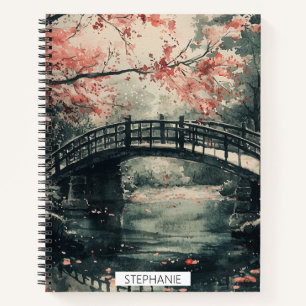 Kirschblütenbrücke Sumi-E Landschaft Notizbuch