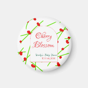 Kirschblütenform in Rot und Grün für Baby Shower Magnet