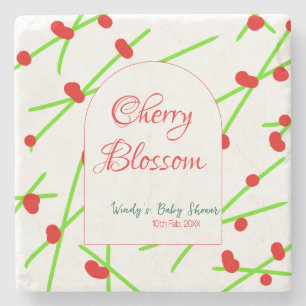 Kirschblütenform Kirsche rosa grün Babyparty na Steinuntersetzer