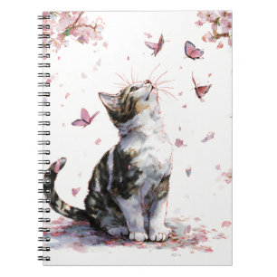 Kirschblütenkatze und Schmetterlinge (10) Notizblock