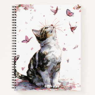 Kirschblütenkatze und Schmetterlinge (10) Notizbuch