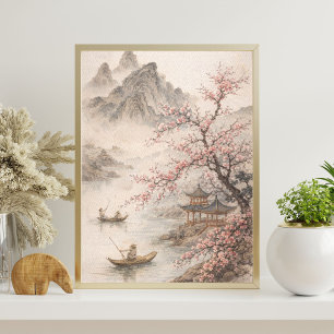 Kirschblütenlandschaft   asiatische Bergkunst Poster