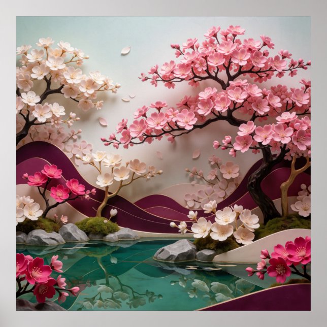 Kirschblütenlandschaft 🌸 poster (Vorne)