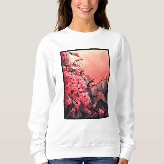Kirschblütenlandschaft Sweatshirt (Vorderseite)