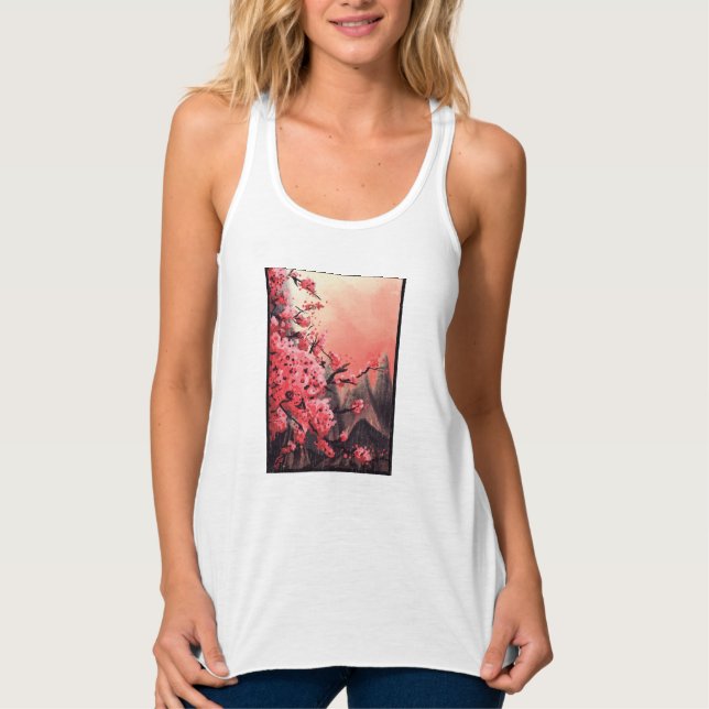 Kirschblütenlandschaft Tank Top (Vorderseite)