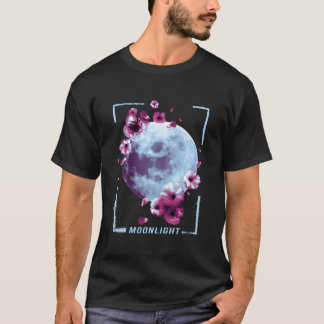 Kirschblütenmondlicht Japanische Malerei T-Shirt