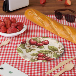 Kirschblütenmuster rote Kirschen Pappteller