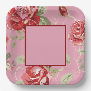Kirschblütenpapier rote Rose Blume Teller