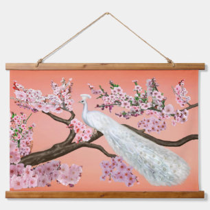 KIRSCHBLÜTENPFau Wandteppich Mit Holzrahmen