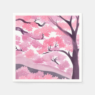 Kirschblütenrosa Natur Aquarellmalerei Serviette