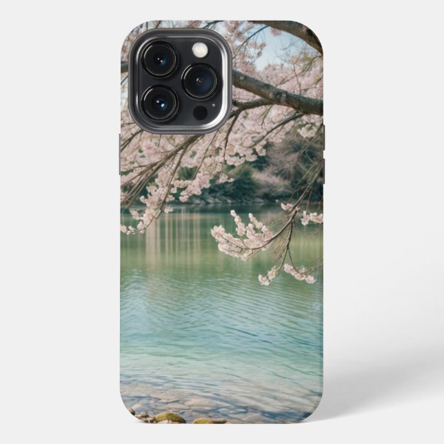 Kirschblütensee iPhone 13 Pro Max Hülle (Rückseite)