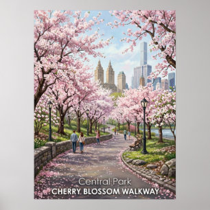 Kirschblütenweg Central Park Poster