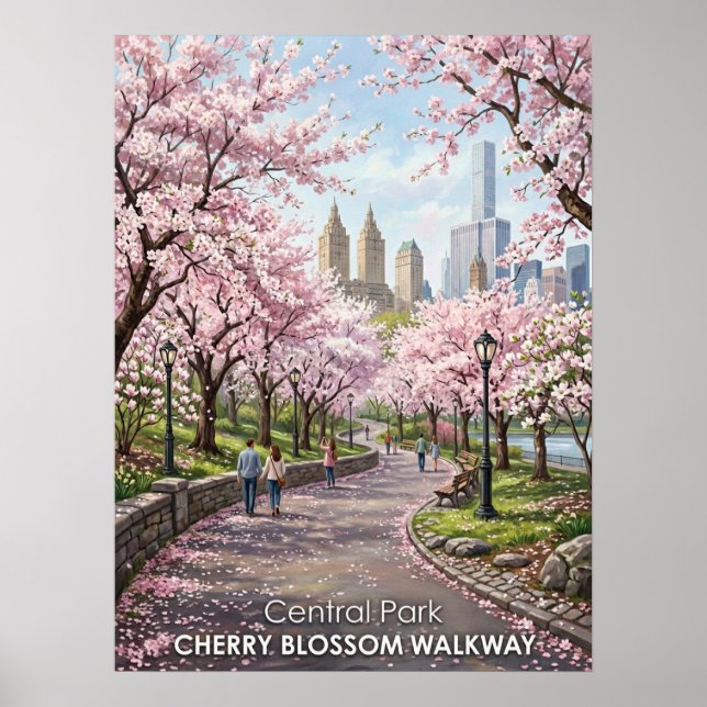 Kirschblütenweg Central Park Poster (Vorne)