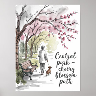 Kirschblütenweg im Central Park Poster