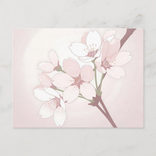 Kirschblütenzweig Soft Minimalist Japanisch Postkarte