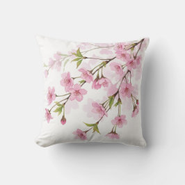 Kirschblütenzweig Wasserfarbe Rosa Floral Kissen