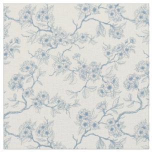 Kirschblütenzweige in Blau und Creme Stoff