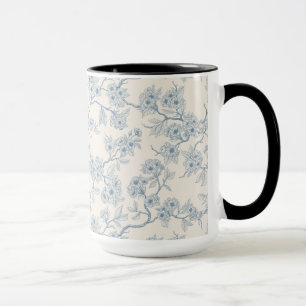 Kirschblütenzweige in Blau und Creme Tasse