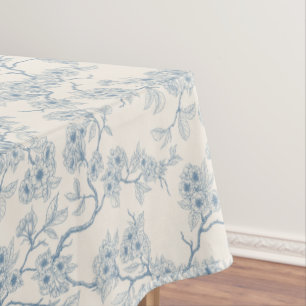 Kirschblütenzweige in Blau und Creme Tischdecke
