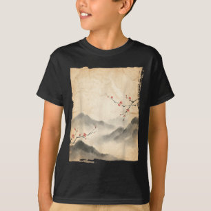 Kirschblütenzweige Japanische Tuschmalerei Kunst  T-Shirt