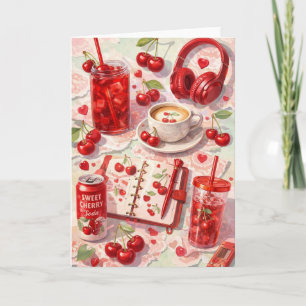 Kirsche Ästhetik Rosa & Rot Süße Kirschen Kaffee & Karte