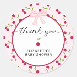 Kirsche auf dem Baby Shower Coquette Danke Runder Aufkleber